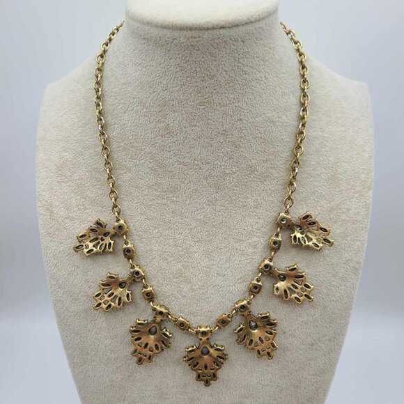 j Crew Smokey Gray and Blue Crystal Gold Tone Necklace - Picture 4 of 9